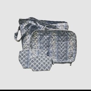 Longaberger 4PC  TRAVEL BAG SET Cottage Trellis Provincial Paisley